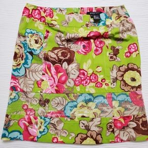 ETCETERA skirt green floral print size 6